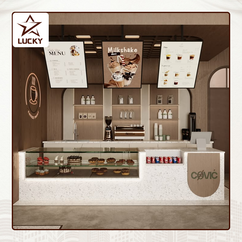 thiết kế nội thất cửa hàng, thiết kế cửa hàng đẹp, thiết kế nội thất shop, thiết kế cửa hàng kinh doanh, nột thất lucky